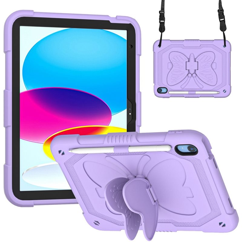 Hybriddeksel sommerfugl Apple iPad 11 11th Gen (2025) lilla