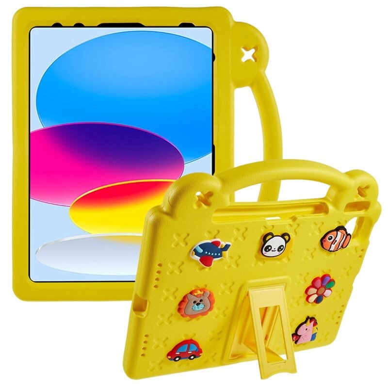 Støtsikker EVA Deksel Kickstand iPad 10.9 10th Gen (2022) gul - Deksel med stativfunksjon