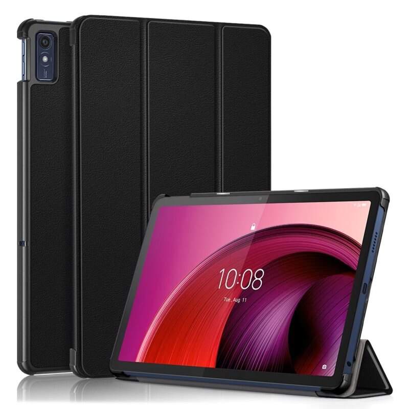 Etui Tri-fold Lenovo Tab M10 5G Svart - Beskyttende deksel med støttefunksjon