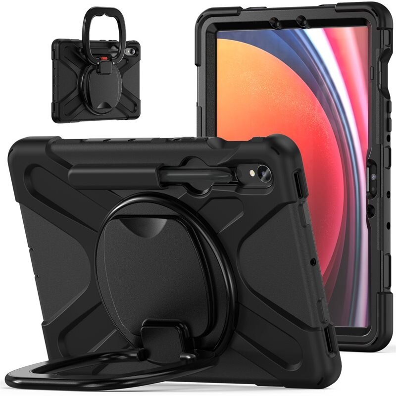 Kickstand Hybrid Case Samsung Galaxy Tab S7/S8 Black - Solid og støtsikkert deksel med innebygd stativ