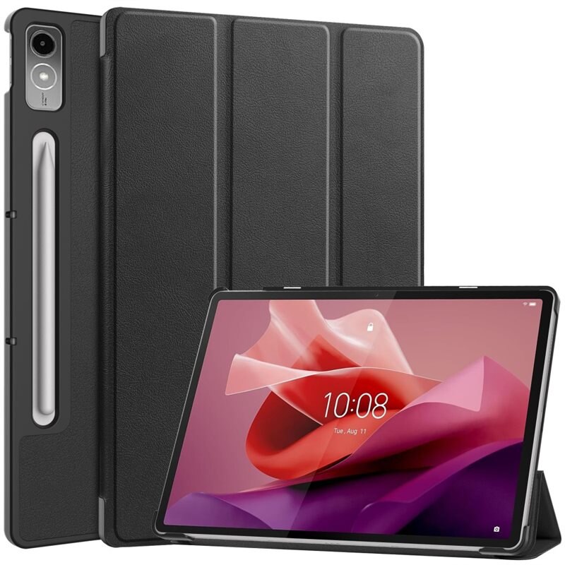 Lenovo Tab P12 Etui Tri-fold Pencil-holder Svart