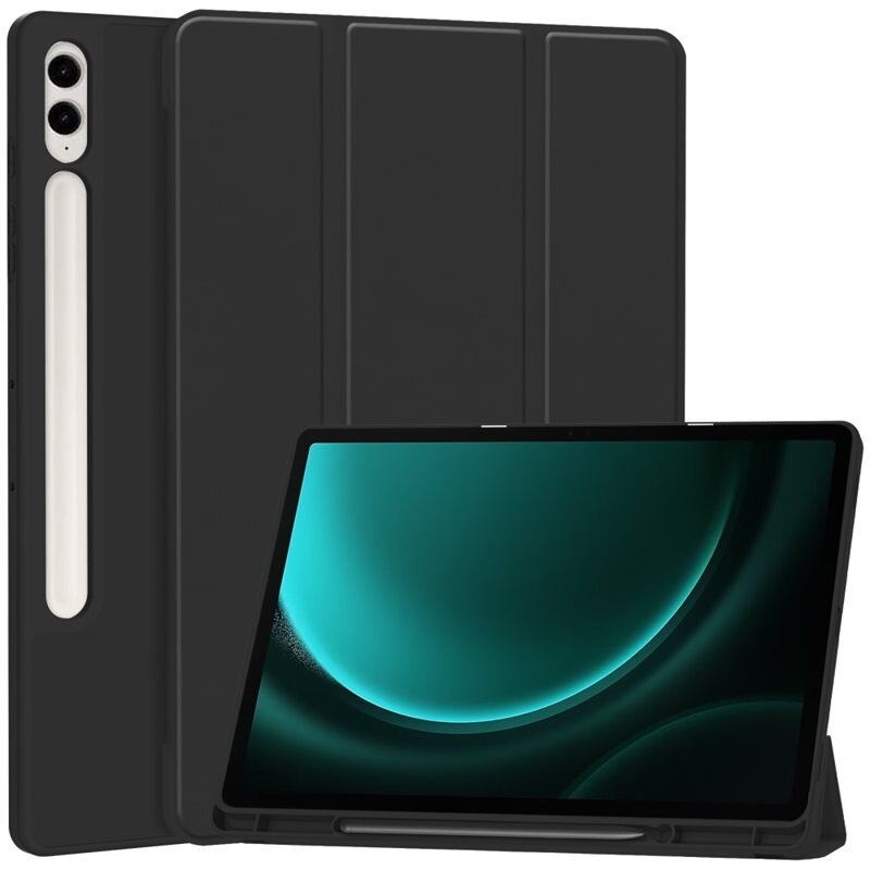 Samsung Galaxy Tab S9 FE Plus Etui Tri-fold Pencil-holder Svart