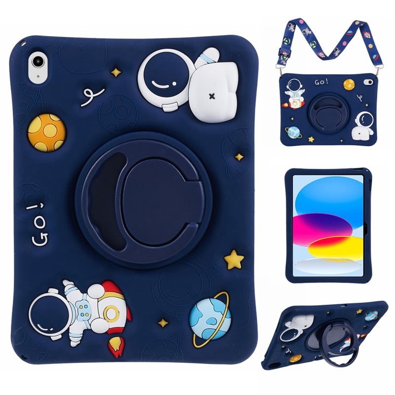 Deksel Astronaut med stativ og bærestropp Apple iPad 11 11th Gen (2025) blå