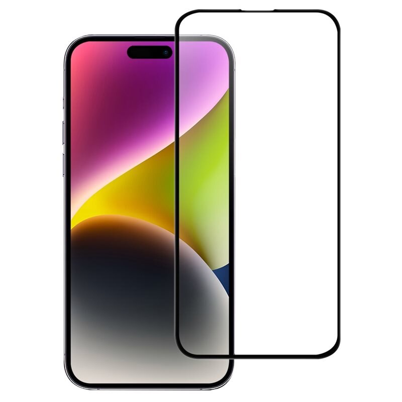 Heldekkende Skjermbeskytter Herdet Glass iPhone 16 Pro Max svart - Skjermbeskyttelse som dekker hele skjermen