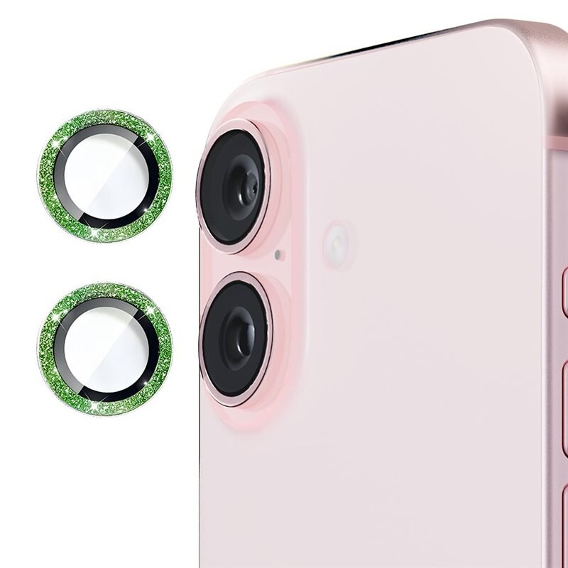 Hat Prince Glitter Linsebeskyttelse Aluminium iPhone 16 Plus grønn