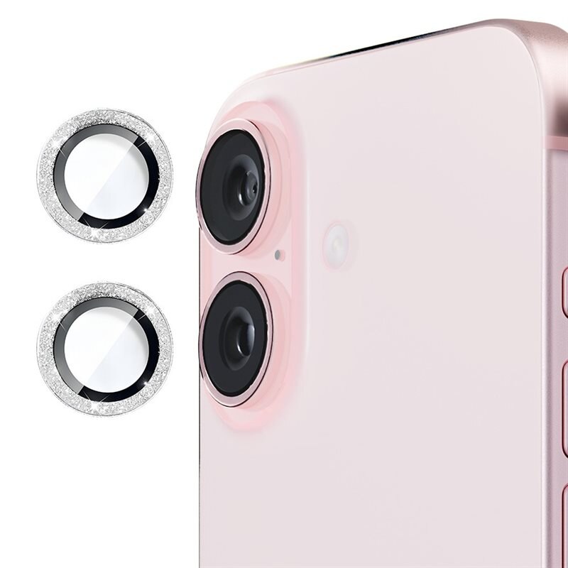 Hat Prince Glitter Linsebeskyttelse Aluminium iPhone 16 Plus sølv