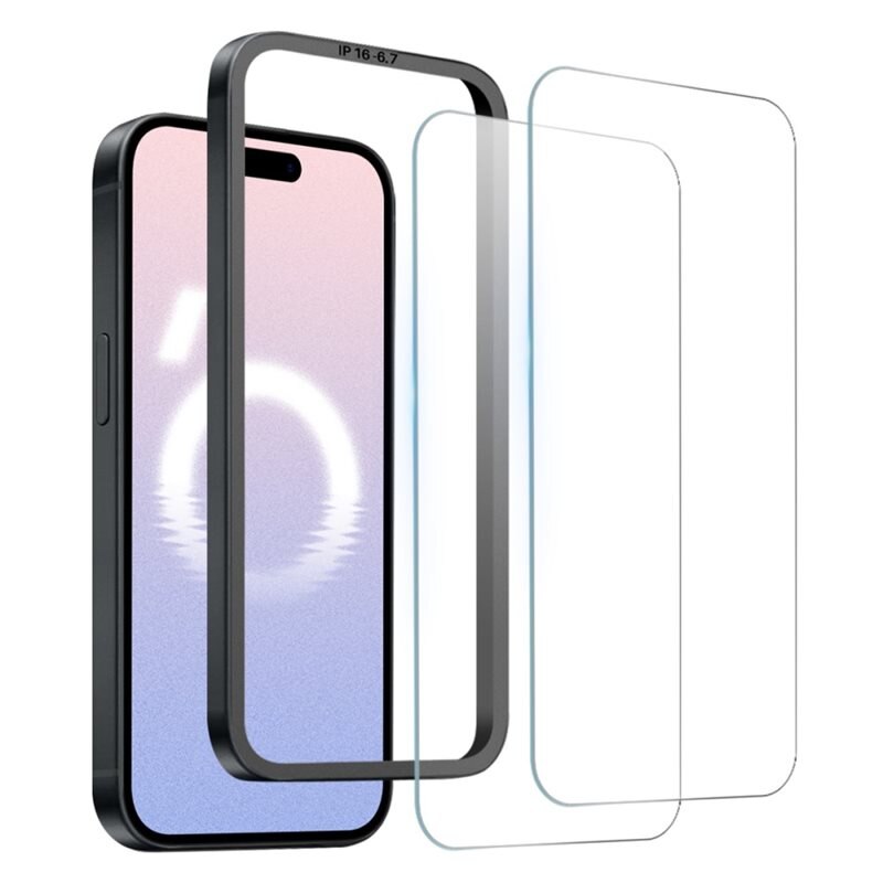 NORTHJO Herdet Glass Skjermbeskytter monteringsramme iPhone 16 Plus (2-pack)