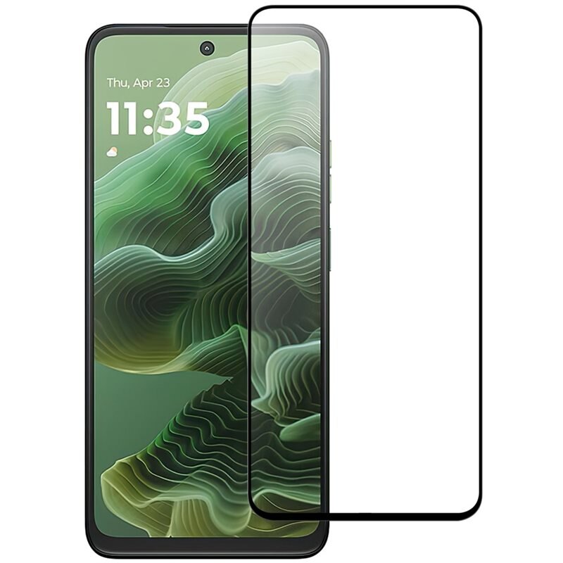 Heldekkende Skjermbeskytter Herdet Glass Motorola Moto G35 svart - Skjermbeskyttelse som dekker hele skjermen
