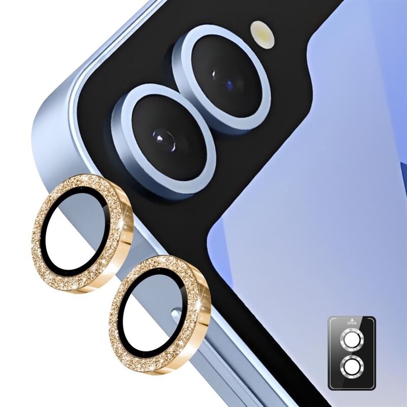 Hat Prince Glitter Linsebeskyttelse Aluminium Samsung Galaxy Z Flip 7 Gull