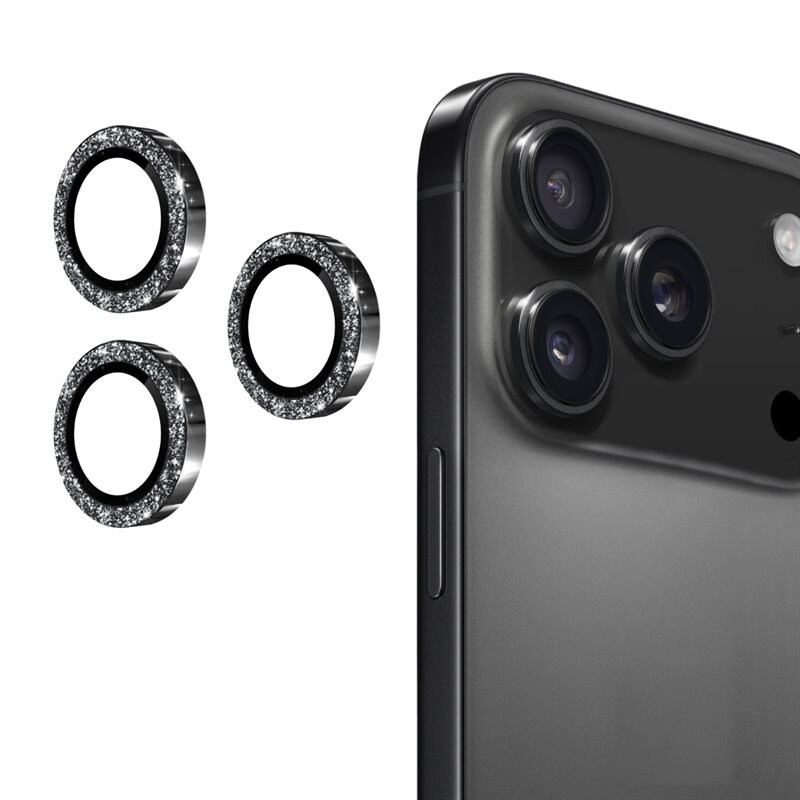 Hat Prince Glitter Linsebeskyttelse Aluminium iPhone 17 Pro Svart
