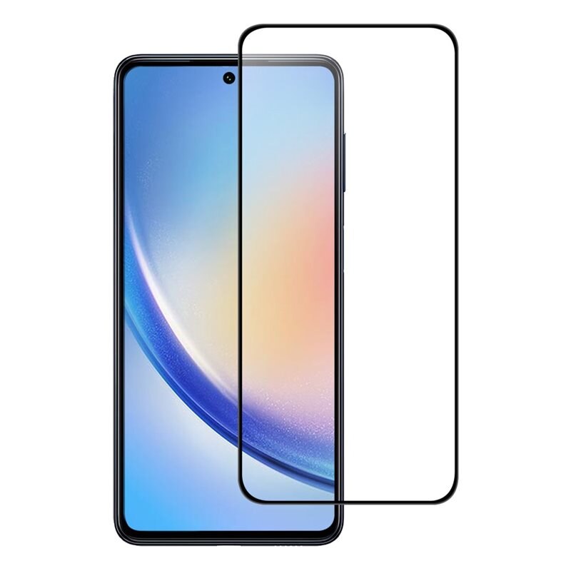 Heldekkende Skjermbeskytter Herdet Glass Samsung Galaxy S24 Ultra svart - Skjermbeskyttelse som dekker hele skjermen