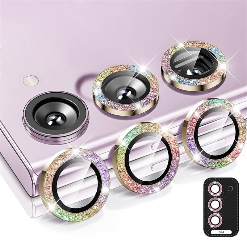 Hat Prince Glitter Linsebeskyttelse Aluminium Samsung Galaxy S24 regnbue