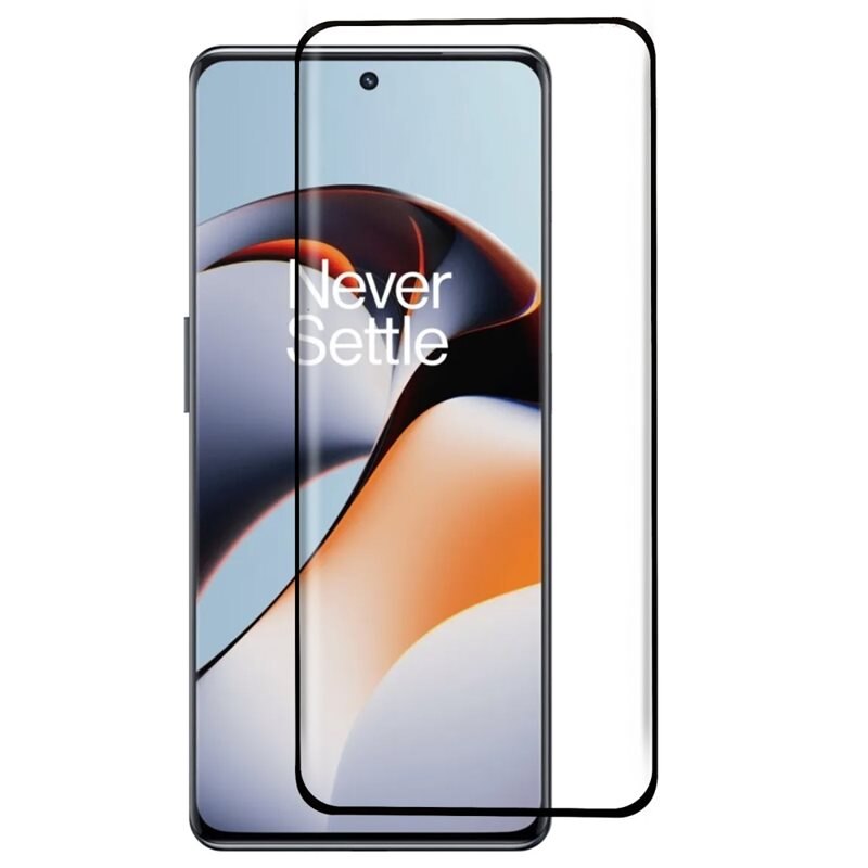 Heldekkende Skjermbeskytter Herdet Glass OnePlus 12R svart - Skjermbeskyttelse som dekker hele skjermen