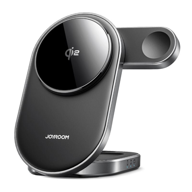Joyroom 3-in-1 Magnetisk Trådløs Sammenleggbar Ladebase Qi2 svart