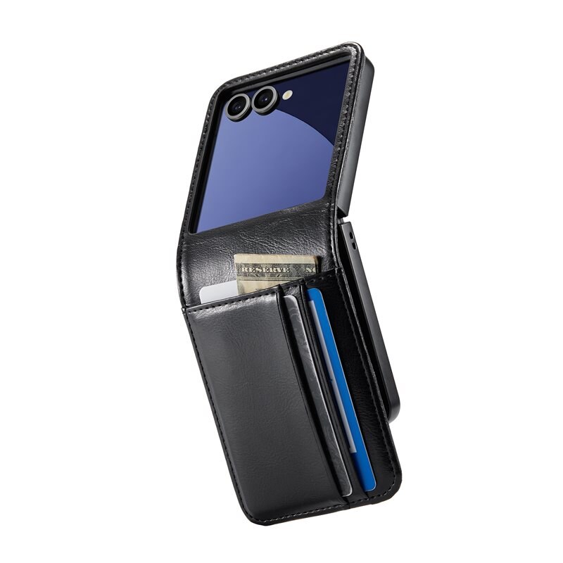 Mobique Ekte Lærveske Samsung Galaxy Z Flip 7 Svart