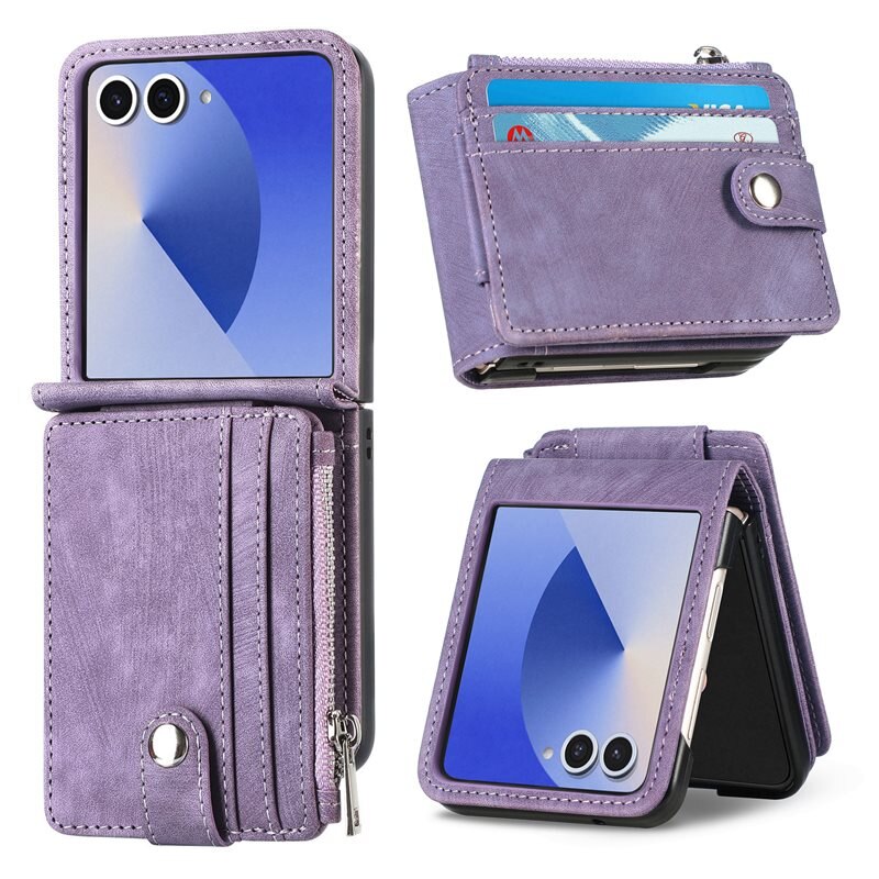 Mobilveske Multi-slot Zipper Samsung Galaxy Z Flip 7 Lilla