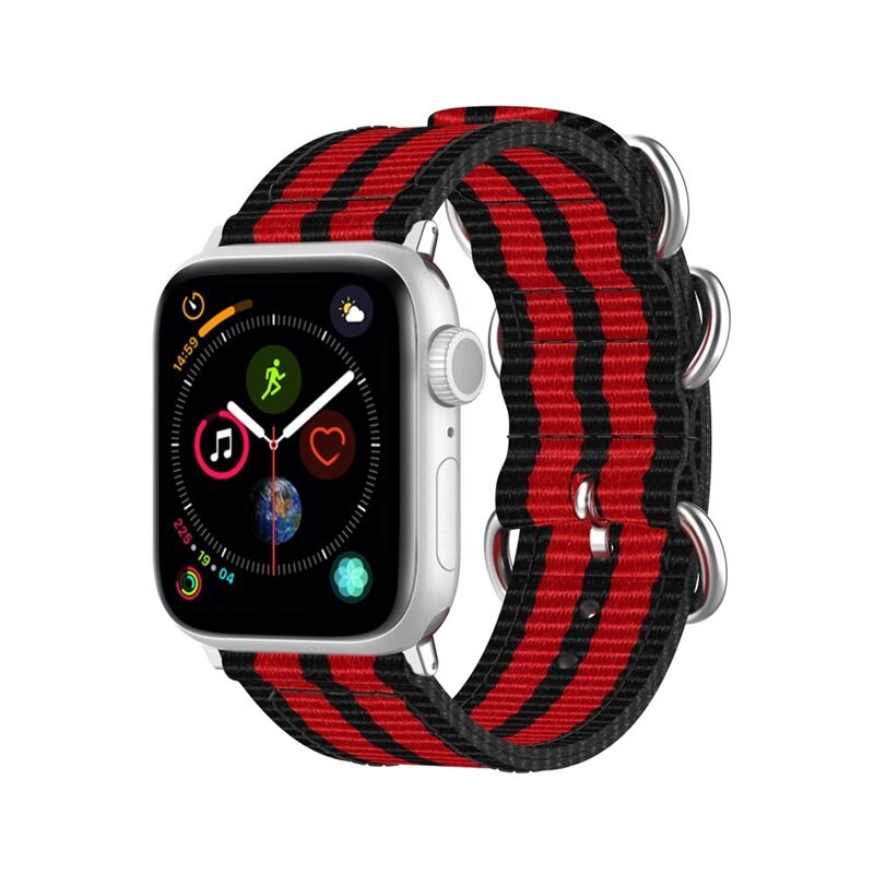 Apple Watch 42mm Nato Reim svart/rød