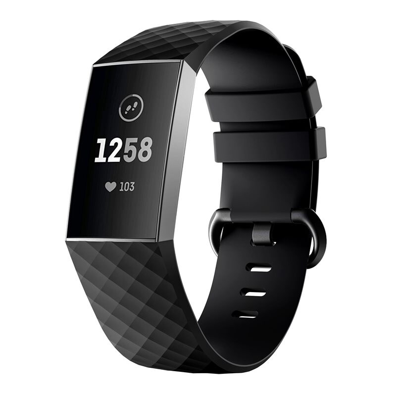 Fitbit Charge 4/Charge 3 Reim Silikon Svart - Sporty armbånd perfekt for treningen