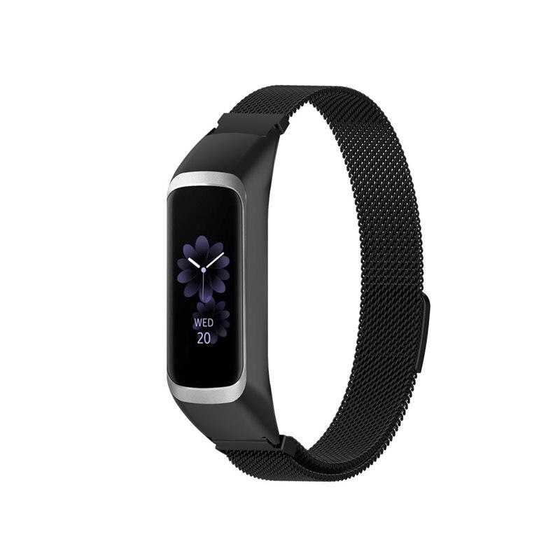 Samsung Galaxy Fit 2 Reim Milanese Loop svart - Luksuriøst armbånd med magnetisk lukking - Rustfritt stål