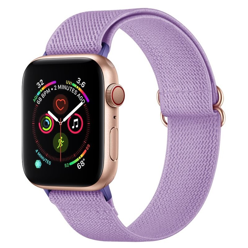 Apple Watch Series 7 41mm Elastisk Nylonreim Lilla - Fleksibelt smartklokkearmbånd i behagelig elastikk