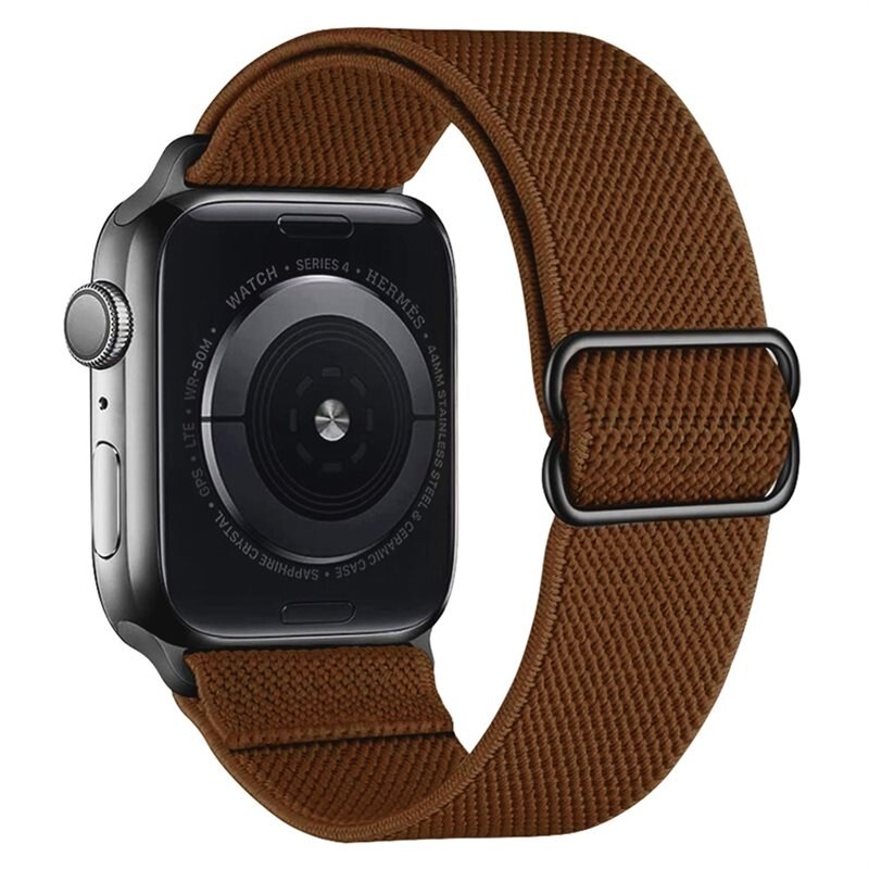 Apple Watch Series 7 41mm Elastisk Nylonreim Mørkbrun - Fleksibelt smartklokkearmbånd i behagelig elastikk