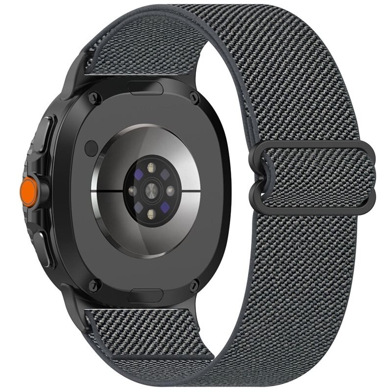 Samsung Galaxy Watch Ultra (2025) Elastisk Nylonreim Mørk grå - Fleksibelt smartklokkearmbånd i behagelig elastikk