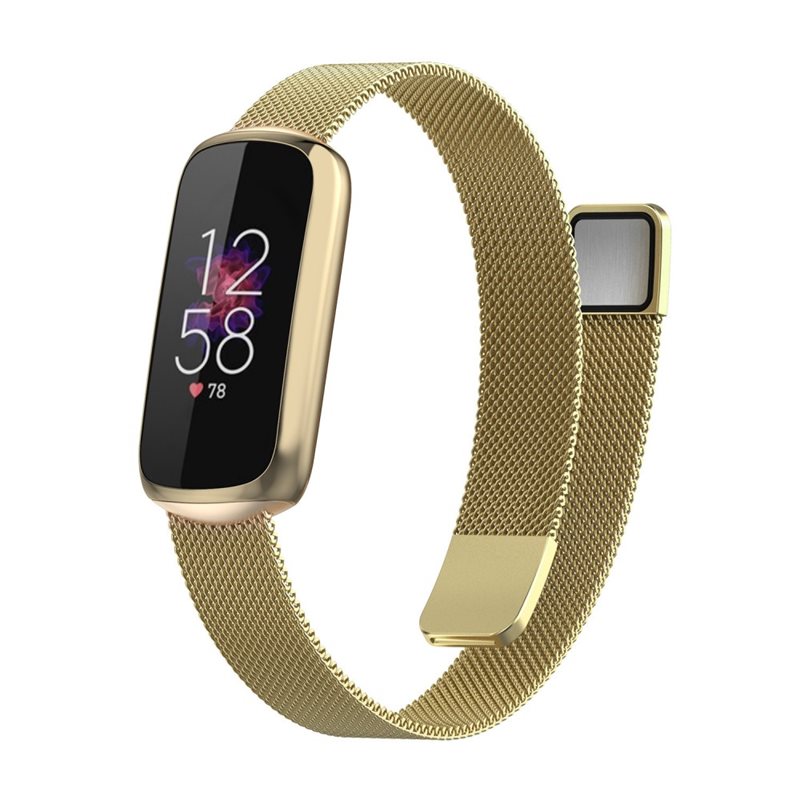 Fitbit Luxe Reim Milanese Loop Gull - Luksuriøst armbånd med magnetisk lukking - Rustfritt stål