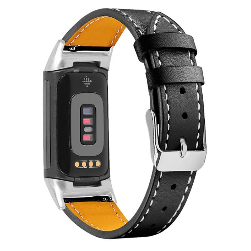 Fitbit Charge 5 Reim Lær Svart - Stilig armbånd i lær
