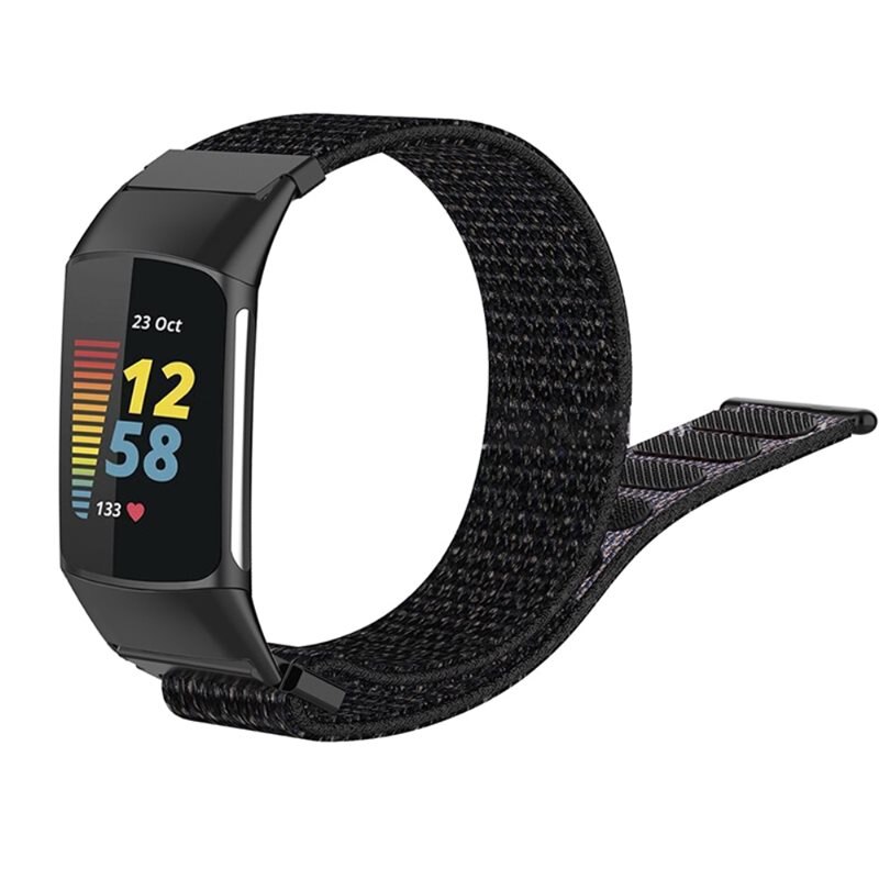 Fitbit Charge 5 Nylonreim Svart - Armbånd i behagelig og ventilerende nylon