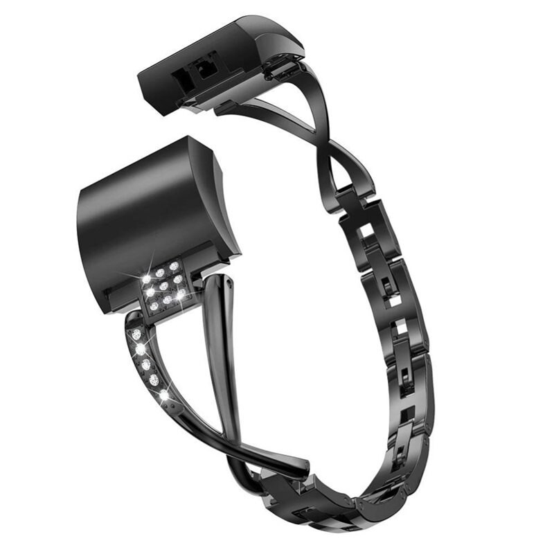 Crystal Bracelet Fitbit Charge 6 Black - Elegant reim med glitrende steiner i stilfull design