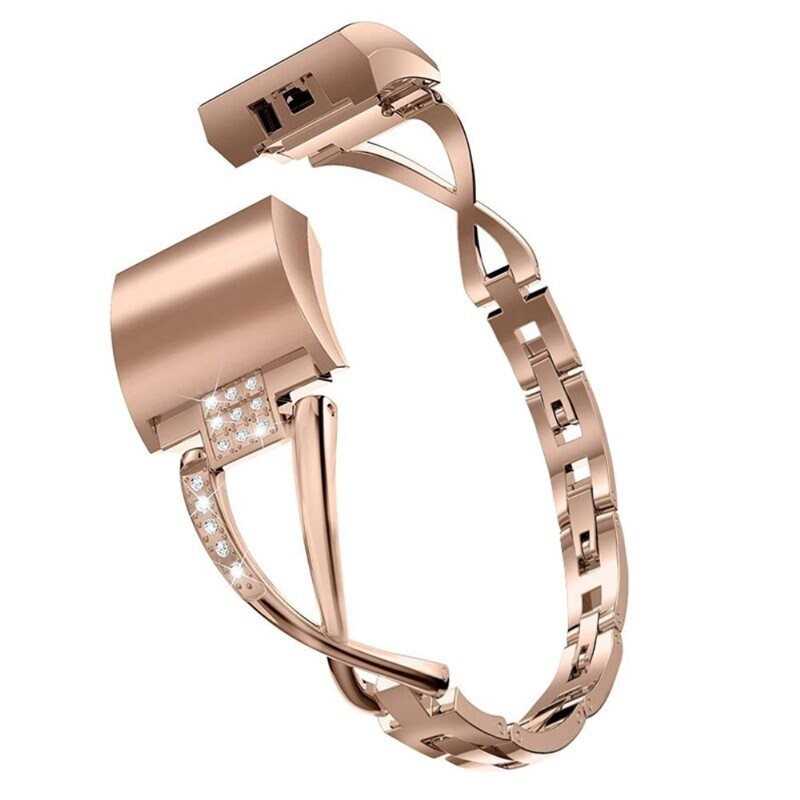 Crystal Bracelet Fitbit Charge 5 Rosegull - Elegant reim med glitrende steiner i stilfull design