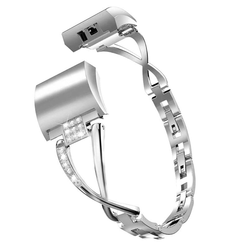 Crystal Bracelet Garmin Fitbit Charge 5 Silver - Elegant reim med glitrende steiner i stilfull design