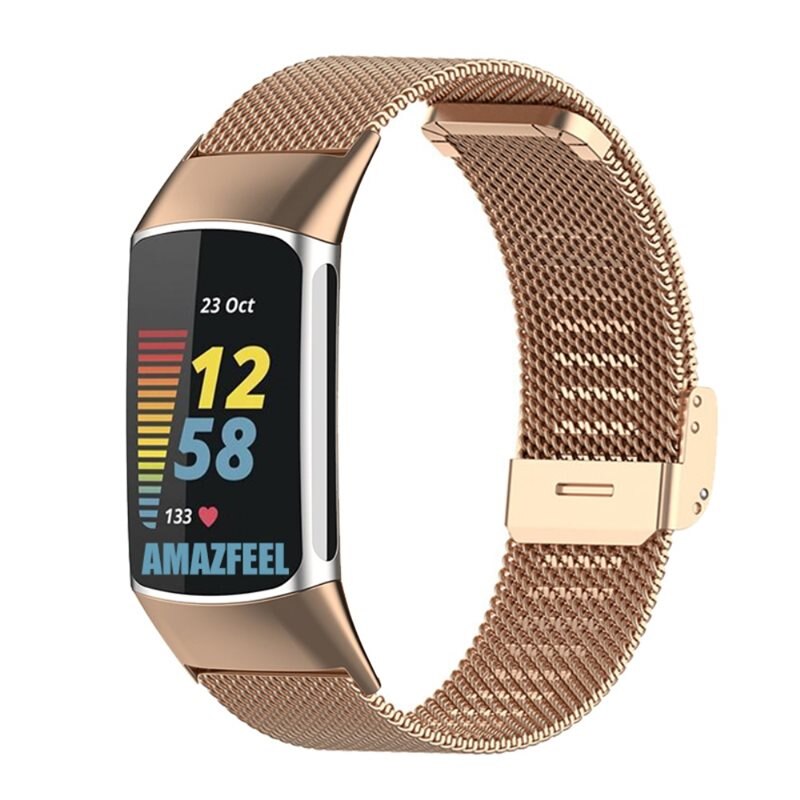 Mesh Bracelet Fitbit Charge 5 Rosegull - Klokkereim