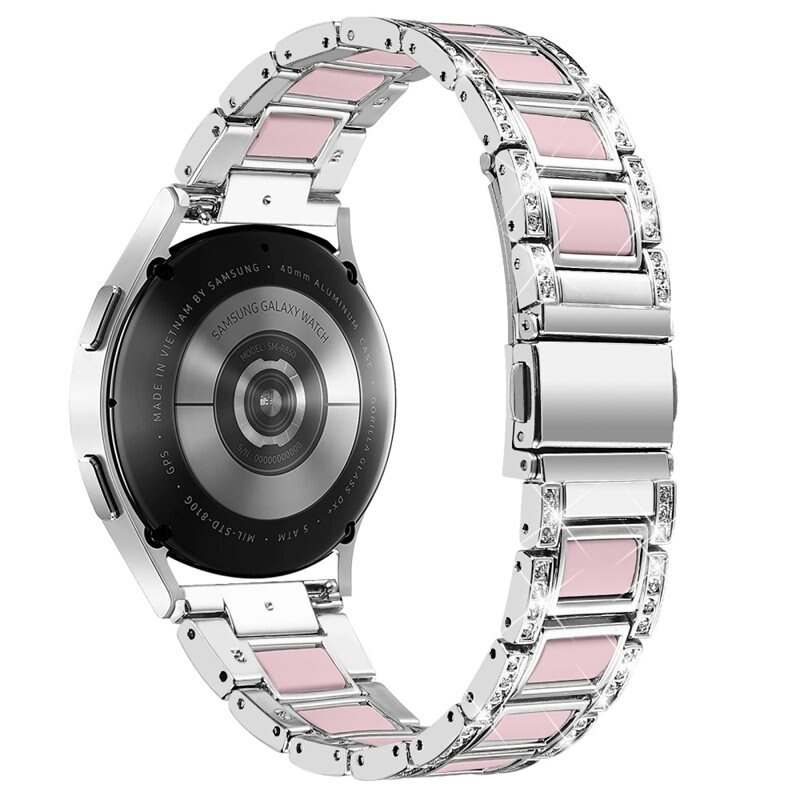 Diamond Bracelet Garmin Vivoactive 5 Silver Rose - Luksuriøst metallreim av rustfritt stål med diamantlignende steiner