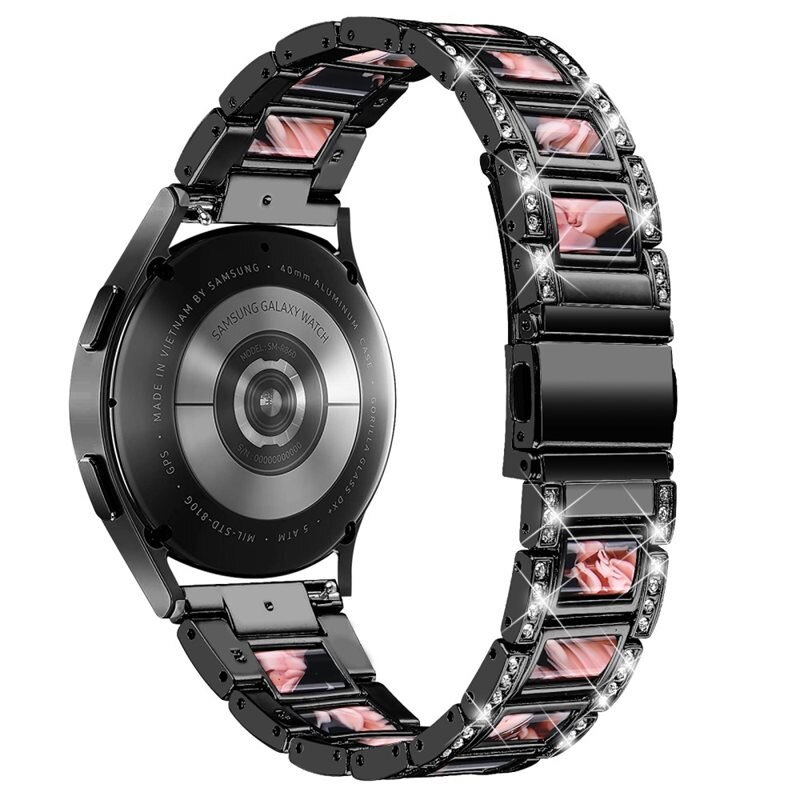 Diamond Bracelet Polar Ignite Black Blossom - Luksuriøst metallreim av rustfritt stål med diamantlignende steiner