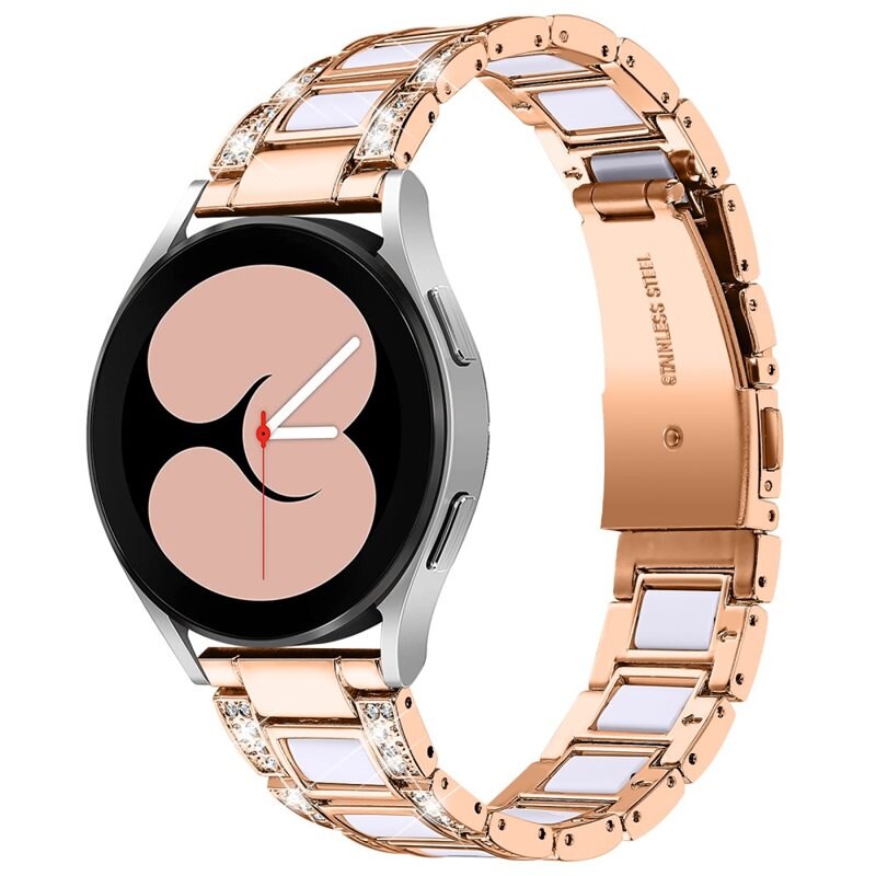 Diamond Bracelet Samsung Galaxy Watch 5 40mm Rosegold Snow - Luksuriøst metallreim av rustfritt stål med diamantlignende steiner