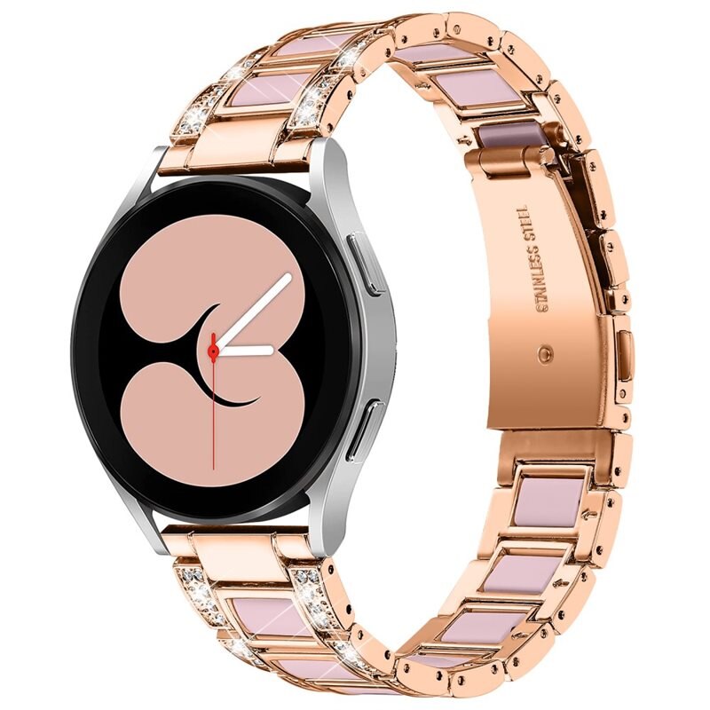 Diamond Bracelet Samsung Galaxy Watch 5 44mm Rosegold Rose - Luksuriøst metallreim av rustfritt stål med diamantlignende steiner