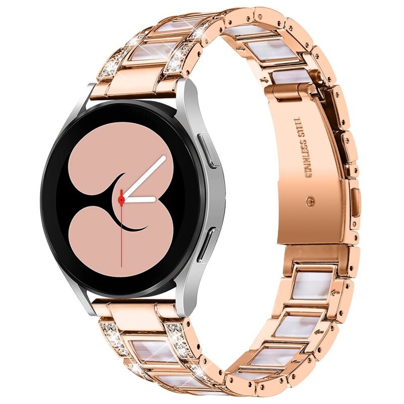 Diamond Bracelet Samsung Galaxy Watch 5 40mm Rosegold Pearl - Luksuriøst metallreim av rustfritt stål med diamantlignende steiner