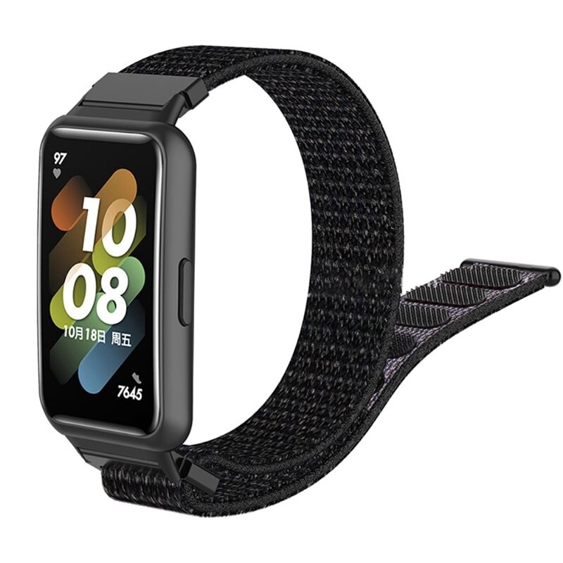 Huawei Band 7 Nylonreim Svart - Armbånd i behagelig og ventilerende nylon