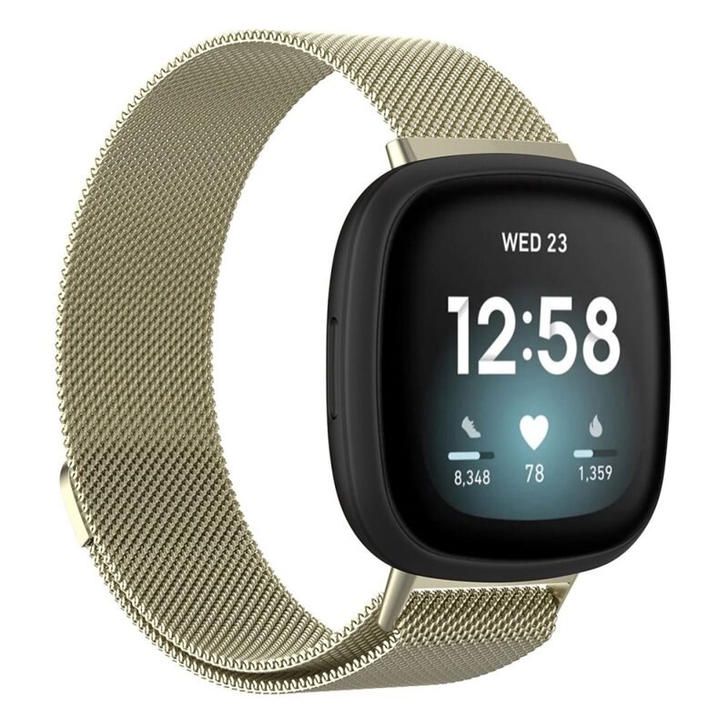 Fitbit Sense/Versa 3 Reim Milanese Loop Gull - Luksuriøst armbånd med magnetisk lukking - Rustfritt stål