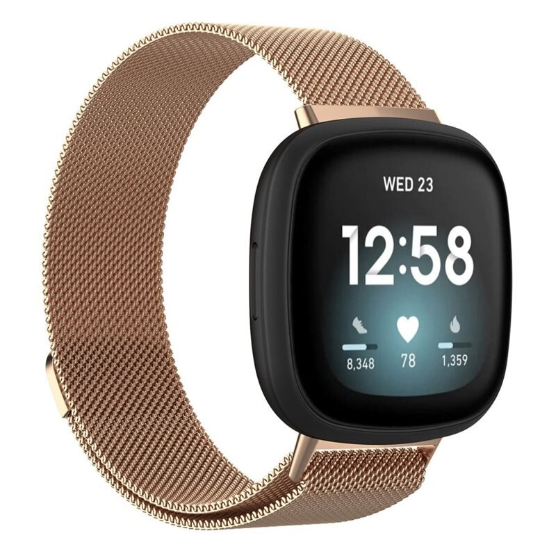 Fitbit Sense/Versa 3 Reim Milanese Loop Rosegull - Luksuriøst armbånd med magnetisk lukking - Rustfritt stål