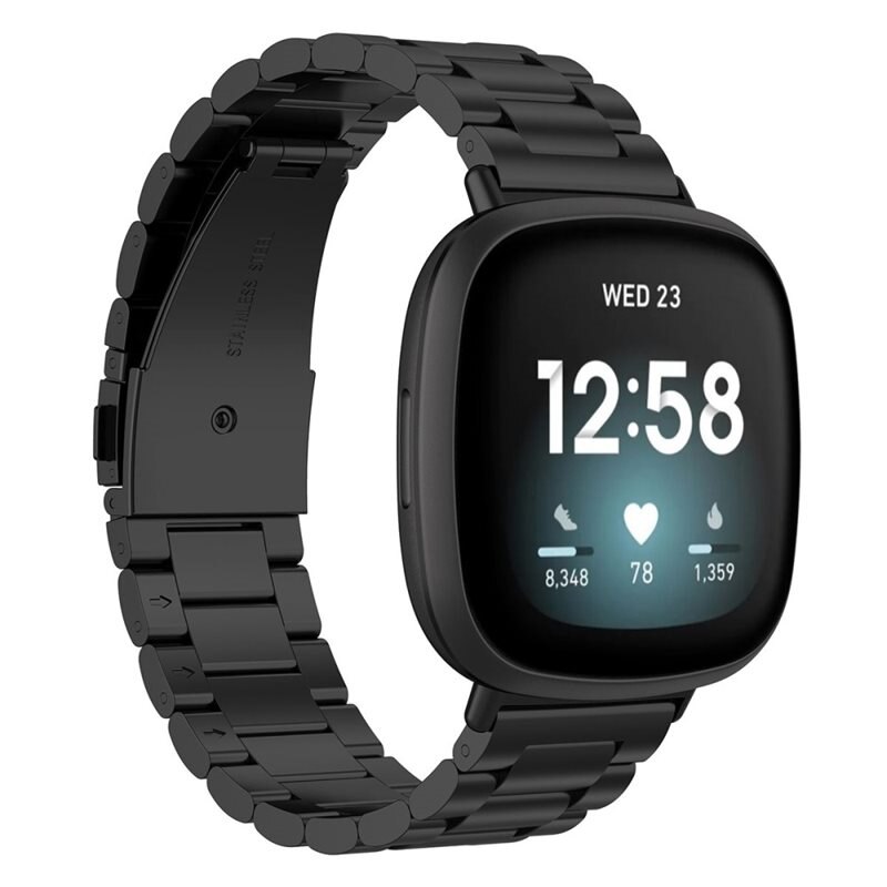 Fitbit Sense/Versa 3 Metal Reim Svart - Armbånd i luksuriøs og stilren design