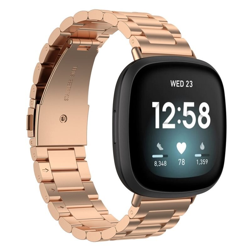 Fitbit Sense/Versa 3 Metal Reim Rosegull - Armbånd i luksuriøs og stilren design