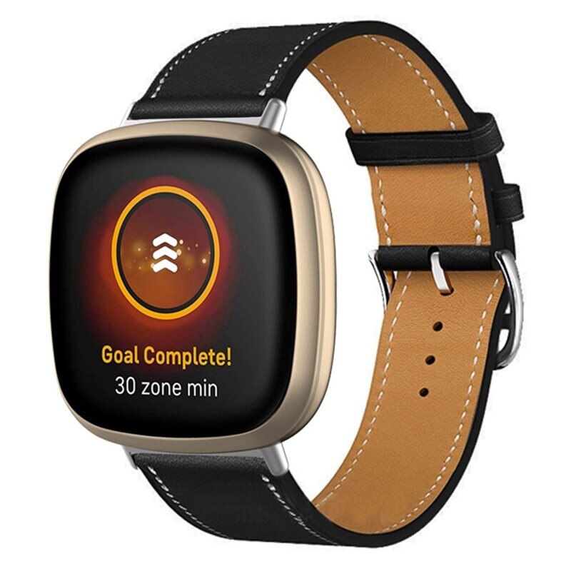 Fitbit Versa 4 Reim Lær Svart - Stilig armbånd i lær