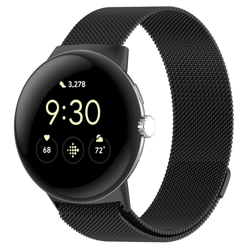Google Pixel Watch 2 Reim Milanese Loop Svart - Luksuriøst armbånd med magnetisk lukking - Rustfritt stål