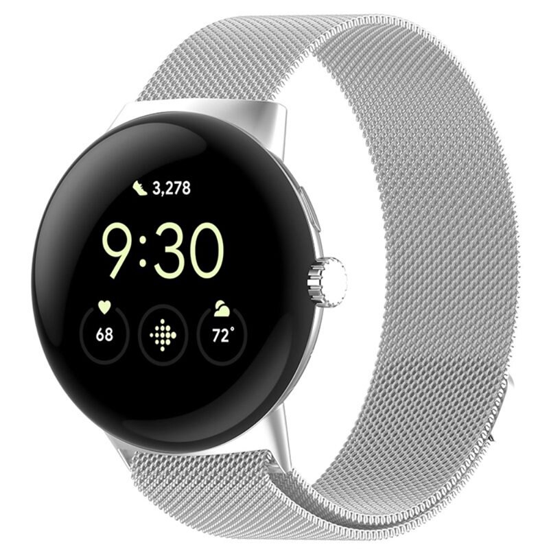 Google Pixel Watch 3 41mm Reim Milanese Loop Sølv - Luksuriøst armbånd med magnetisk lukking - Rustfritt stål