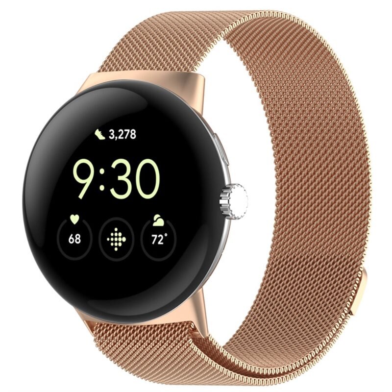 Google Pixel Watch 2 Reim Milanese Loop Rosegull - Luksuriøst armbånd med magnetisk lukking - Rustfritt stål