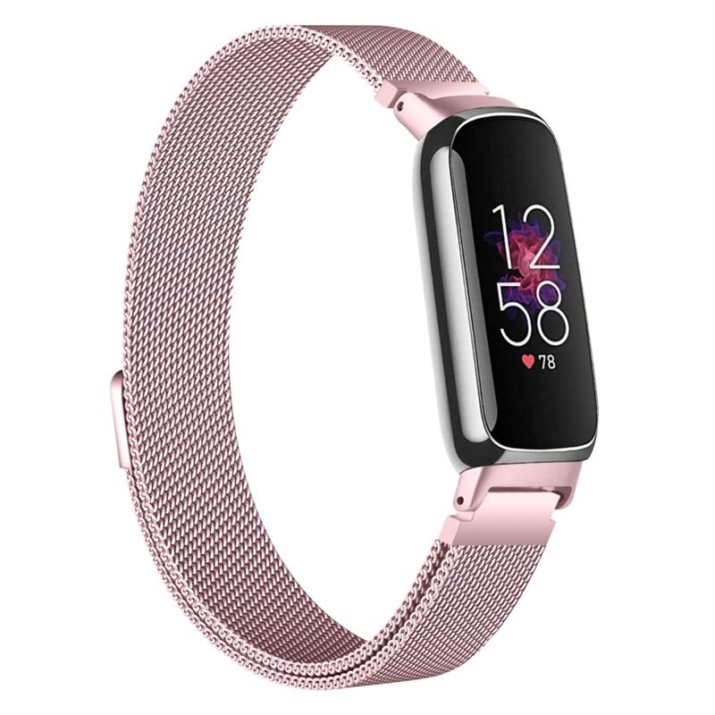 Fitbit Inspire 3 Reim Milanese Loop Rosa gull - Luksuriøst armbånd med magnetisk lukking - Rustfritt stål