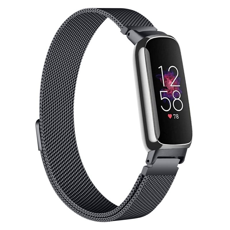 Fitbit Inspire 3 Reim Milanese Loop Svart - Luksuriøst armbånd med magnetisk lukking - Rustfritt stål