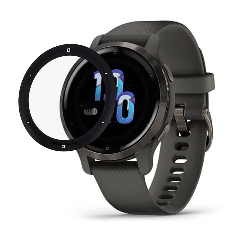 Heldekkende Plexiglass Skjermbeskytter Garmin Venu 2S svart